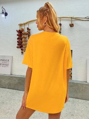 스타일리시 편안한 데칼 티셔츠 여성 헐벗은 면화 탱크 톱 5⁄4袖
