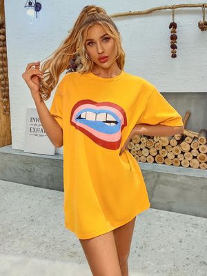 스타일리시 편안한 데칼 티셔츠 여성 헐벗은 면화 탱크 톱 5⁄4袖