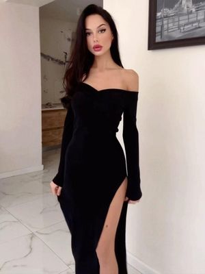 튼튼한 패턴 목걸이 잔치 긴 저녁 드레스 섹시한 성향 슬림 드레스 여자