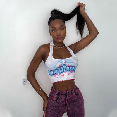 새로운 여성 주문형 파동 가장자리 蕾丝 밧줄 글자 인쇄 작은 웨스트